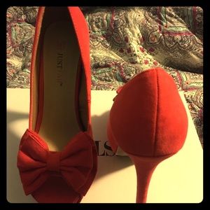 Peep toe coral heels